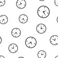 Alarm clock seamless pattern background icon. Business flat vector illustration. Clock time sign symbol pattern. Royalty Free Stock Photo