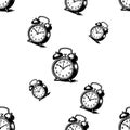 Alarm Clock Seamless Pattern Timeless Concept Background Black White Royalty Free Stock Photo
