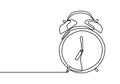 Alarm clock at 7 sharp continuous one line drawing minimalist design on white background Royalty Free Stock Photo