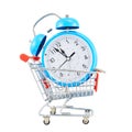 Alarm clock in a shopping cart