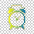 Alarm clock sign. Blue to green gradient Icon with Four Roughen Contours on stylish transparent Background. Illustration
