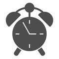 Alarm clock solid icon. Watch vector illustration isolated on white. Time glyph style design, designed for web and app Royalty Free Stock Photo