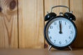 Alarm clock on table. Time Royalty Free Stock Photo