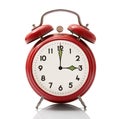 Alarm clock at three hour on white background