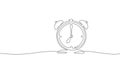 Alarm clock time management life concept. Deadline present future planning. One line art creative opportunity ideas