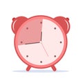 Alarm clock with time running out. The concept of time that ends. Lateness and haste. flat style