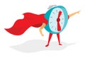 Alarm clock or time super hero with cape