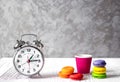 Alarm clock time to drink coffe Royalty Free Stock Photo