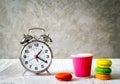 Alarm clock time to drink coffe Royalty Free Stock Photo