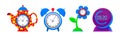 Alarm clock vector cartoon kids clockface clocked in time with hour or minute arrows illustration childish clocking