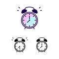 Alarm clock vector icon isolated on white background. Ringing clock symbols vector. Royalty Free Stock Photo