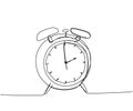 Alarm clock, clock, watch one line art. Continuous line drawing of clock, time, alarm, watch, timer, hour, morning Royalty Free Stock Photo