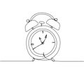 Alarm clock, clock, watch one line art. Continuous line drawing of clock, time, alarm, watch, timer, hour, morning Royalty Free Stock Photo