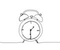 Alarm clock, clock, watch one line art. Continuous line drawing of clock, time, alarm, watch, timer, hour, morning Royalty Free Stock Photo