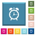 Alarm clock white icons on edged square buttons Royalty Free Stock Photo