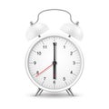 Alarm clock, white realistic 3D with red arrow