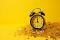 Alarm clock yellow. Generate Ai