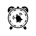 Black solid icon for Alarm, alert and clock