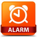 Alarm orange square button red ribbon in middle