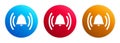 Alarm ringing bell icon premium trendy round button set