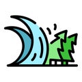 Alarm tsunami wave icon color outline vector