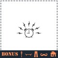 Alarm wake-up time icon flat