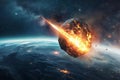 Alarming Asteroid earth collision. Generate Ai Royalty Free Stock Photo