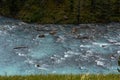 Alarmingly bubbling blue mountain river of the Altai-Kucherla