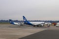 2 Alaska Airlines Aircrafts at PDX Airport Royalty Free Stock Photo