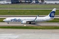 Alaska Airlines Boeing 737-900ER airplane San Jose Airport in California Royalty Free Stock Photo