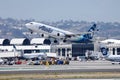 Alaska Airlines taking off from Los Angeles Airport LAX