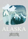 Alaska american travel banner. Poster with polar bear