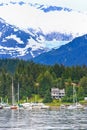 Alaska - Boats in Auke Bay Juneau Royalty Free Stock Photo