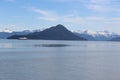 Alaska Ferry with Kadin Island and Castle Mountain Royalty Free Stock Photo
