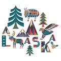 Alaska flat color illustration on white