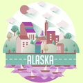 Alaska - Flat design city vector illustration