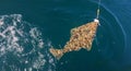 Alaska halibut hooked on sport fishing line.