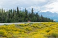 The Alaska Highway heading north from Haines Junction, Yukon, Canada Royalty Free Stock Photo