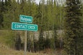 Alaska Highway Sign Contact Creek Royalty Free Stock Photo