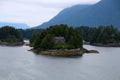 Alaska, house on a small island in Sitka Sound, United States Royalty Free Stock Photo