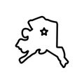 Black line icon for Alaska, map and state Royalty Free Stock Photo