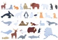 Alaska icons set cartoon vector. Seal animal