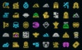 Alaska icons set outline vector. Eskimo igloo vector neon