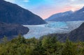 Alaska, Juneau, scenic Mendenhall Glacier at sunset