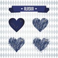 Alaska Collection of four vector hearts with flag. Heart silhouette