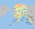 Alaska Map with 18 boroughs and 11 census areas