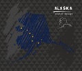 Alaska map with flag inside on the blackboard. Chalk sketch vector illustration Royalty Free Stock Photo