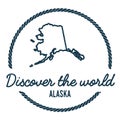 Alaska Map Outline. Vintage Discover the World.