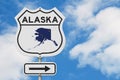 Alaska map and state flag on a USA highway road sign Royalty Free Stock Photo