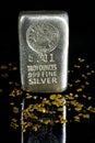 Alaska Mint Assay Bar - 5.01 Troy Ounces .999 Fine Silver Surrounded by Alaskan Gold Nuggets